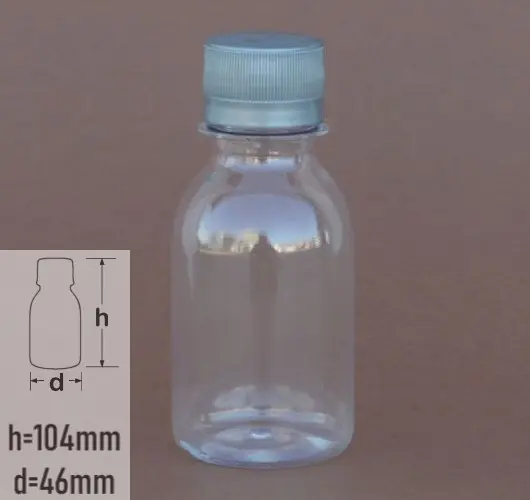 sticla PET 100ml cu capac cu autosigilare gri
